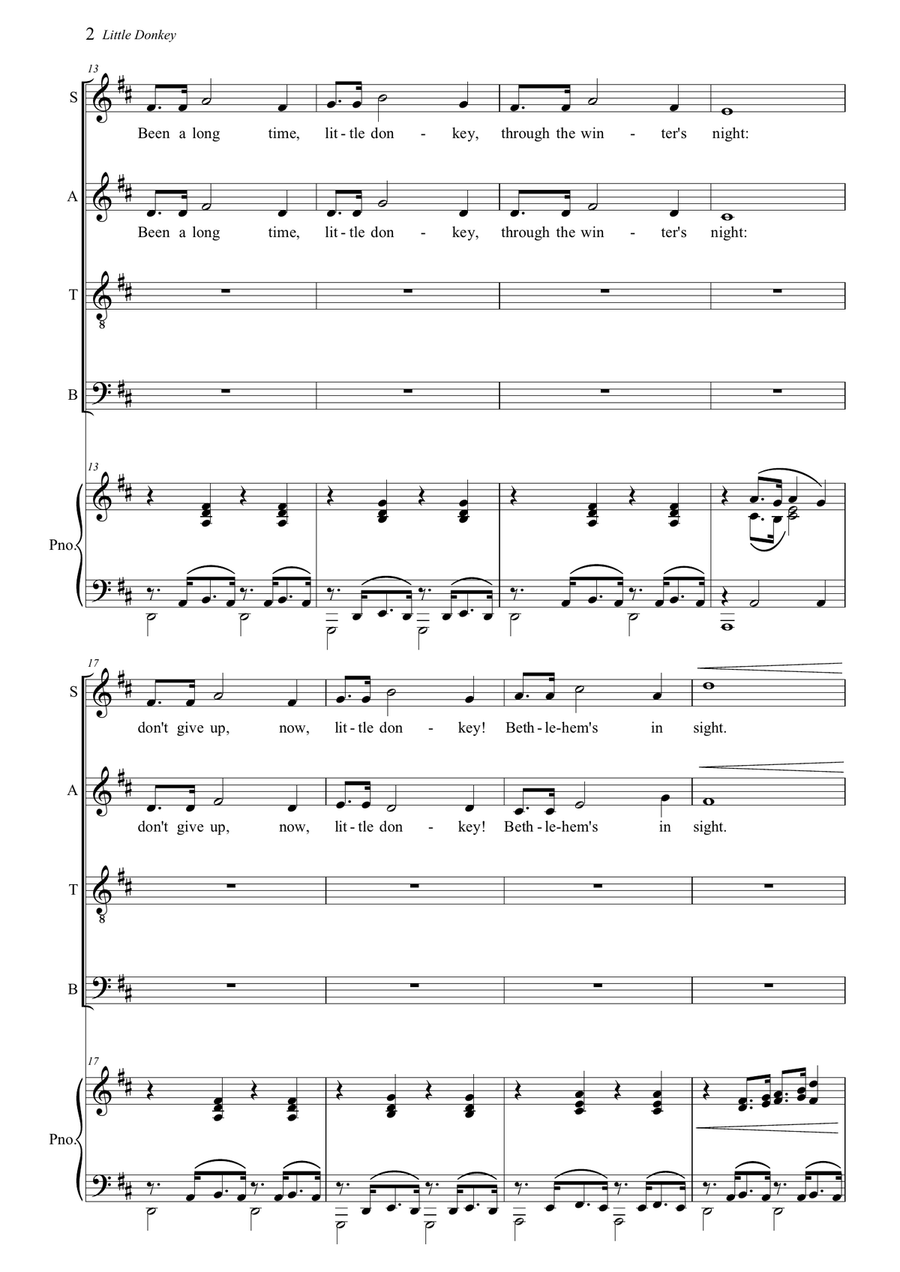 Little Donkey Little Donkey 4-Part scores gallery preview page 2
