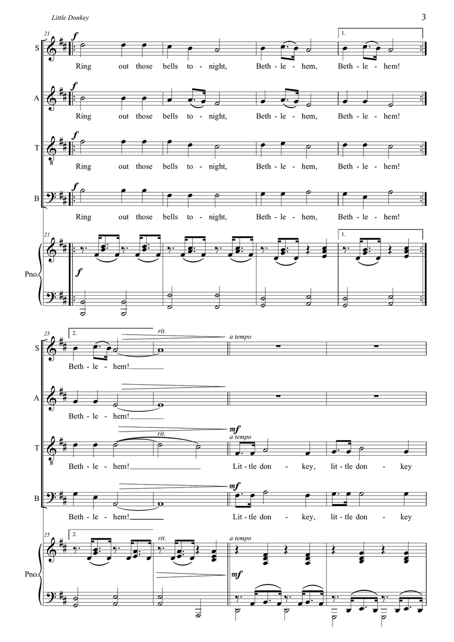 Little Donkey Little Donkey 4-Part scores gallery preview page 3