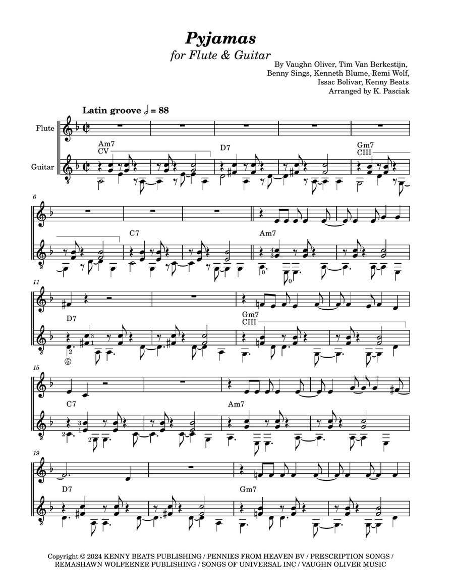 Pyjamas Flute scores gallery preview page 1