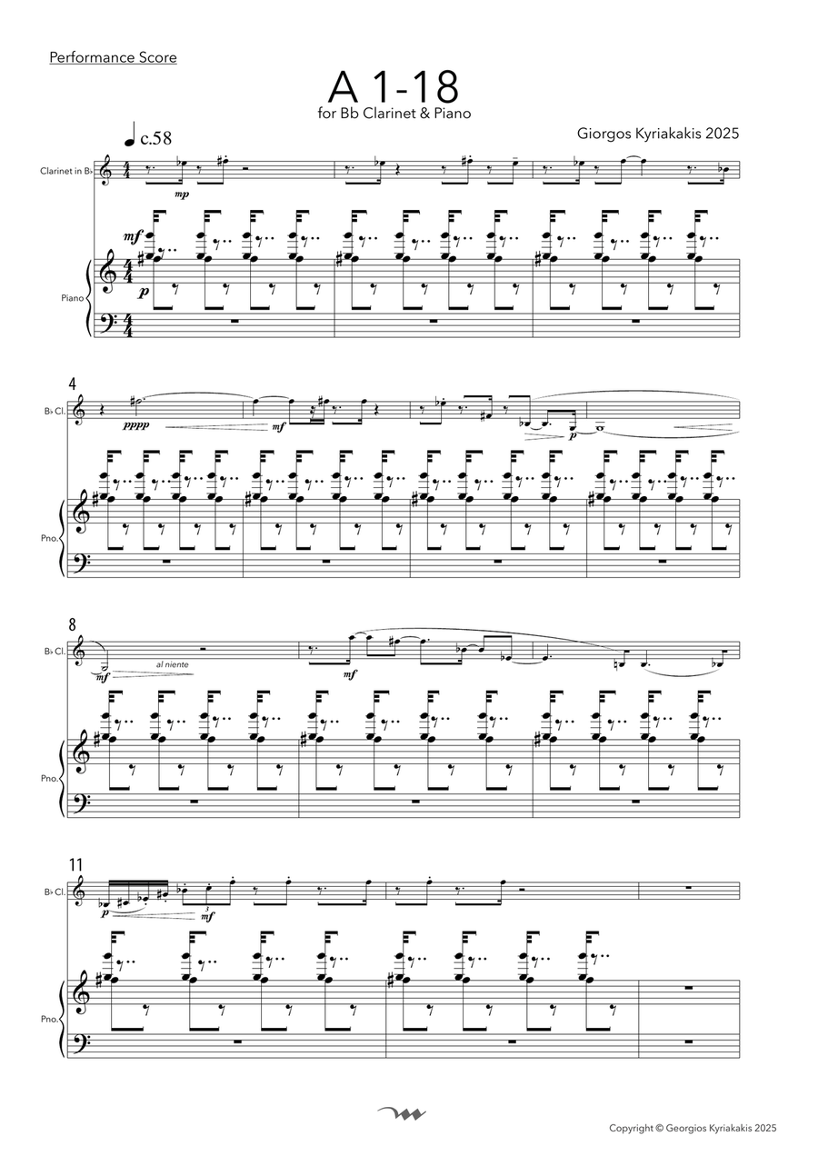 A 1-18, for Bb Clarinet & Piano Chamber Music scores gallery preview page 3