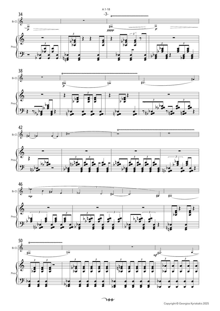 A 1-18, for Bb Clarinet & Piano Chamber Music scores gallery preview page 5