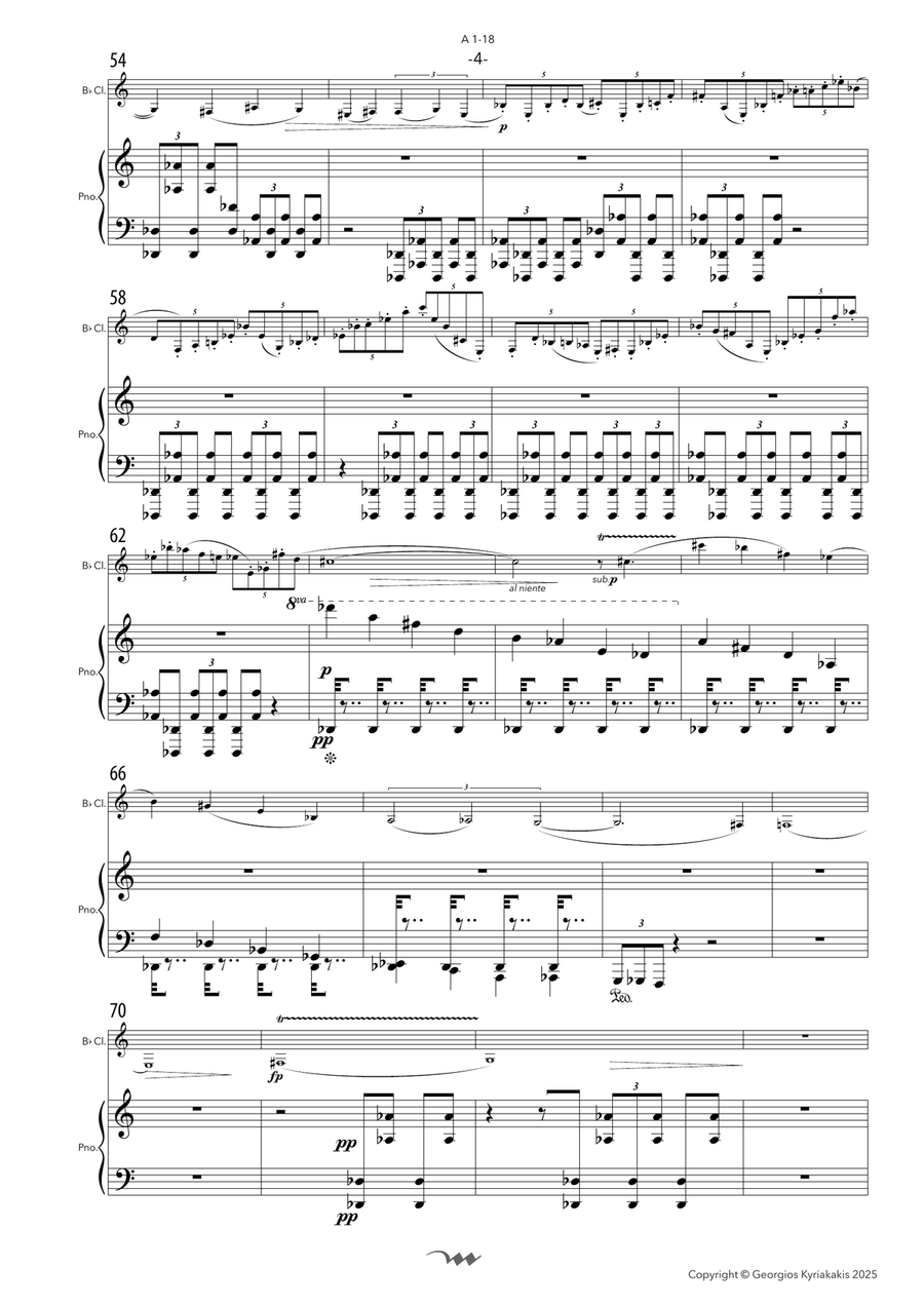 A 1-18, for Bb Clarinet & Piano Chamber Music scores gallery preview page 6