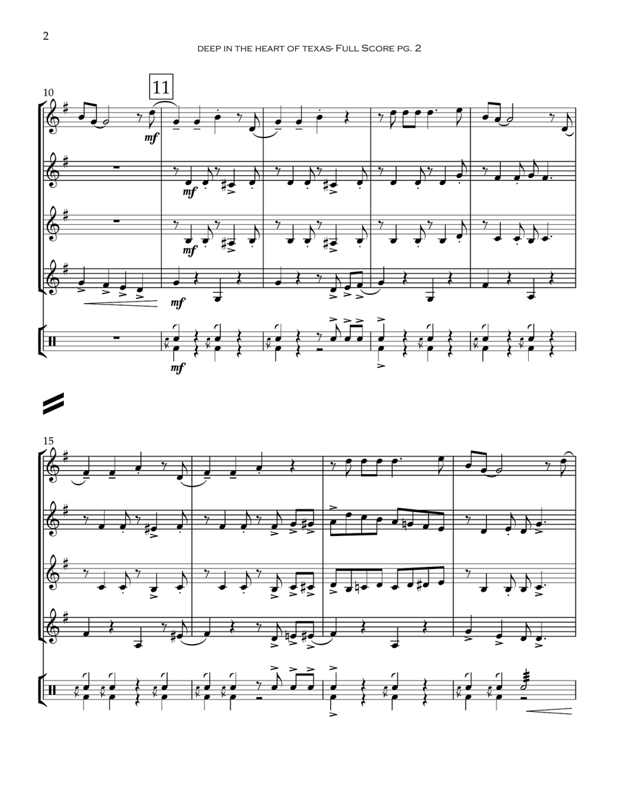 Deep In The Heart Of Texas Clarinet Quartet scores gallery preview page 3