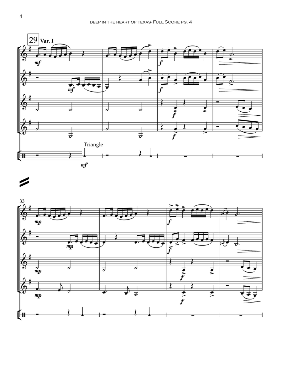 Deep In The Heart Of Texas Clarinet Quartet scores gallery preview page 5