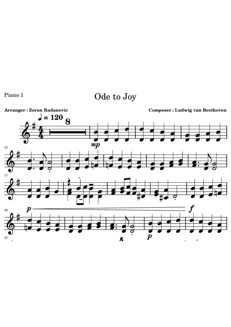 Ode to Joy - for quartet Ode to Joy - for quartet Small Ensemble scores gallery preview page 3