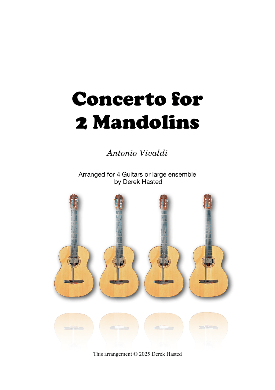 Vivaldi Concerto for 2 mandolins, arranged for Guitar Quartet Guitar Ensemble scores gallery preview page 1