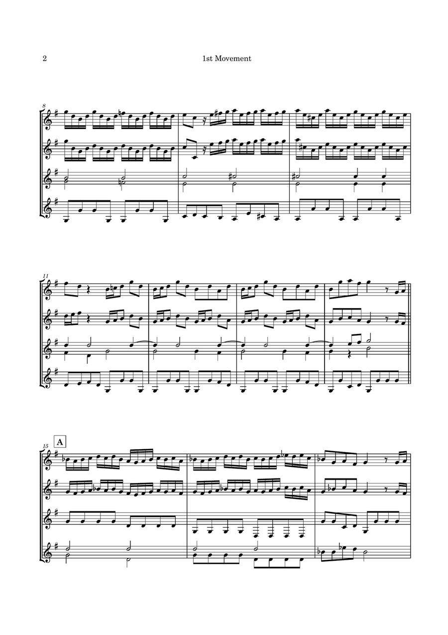 Vivaldi Concerto for 2 mandolins, arranged for Guitar Quartet Guitar Ensemble scores gallery preview page 5