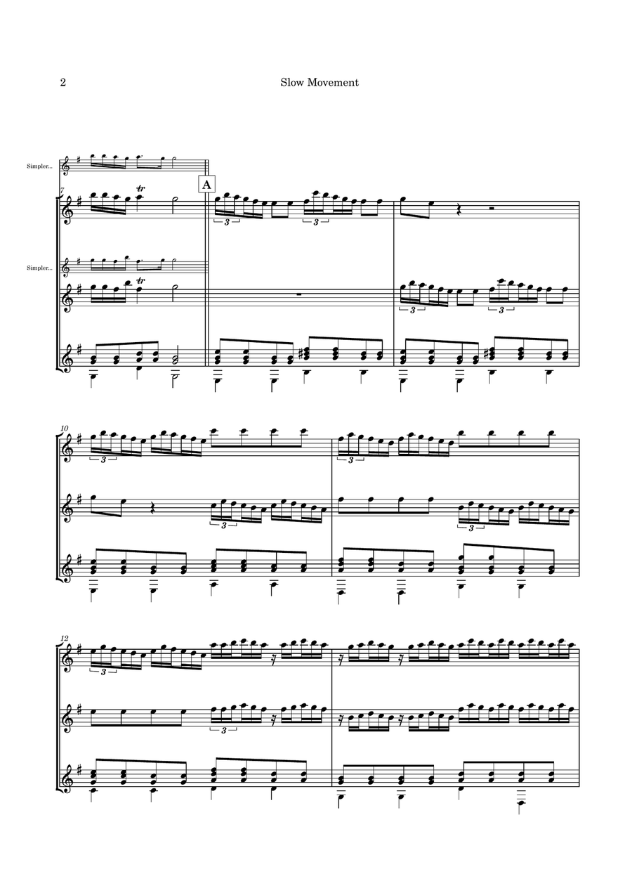 Slow movement from Vivaldi's Concerto for 2 Mandolins, arranged for guitar trio Guitar Ensemble scores gallery preview page 5