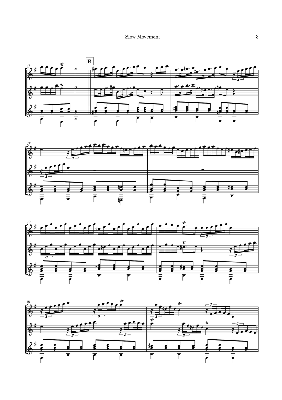 Slow movement from Vivaldi's Concerto for 2 Mandolins, arranged for guitar trio Guitar Ensemble scores gallery preview page 6