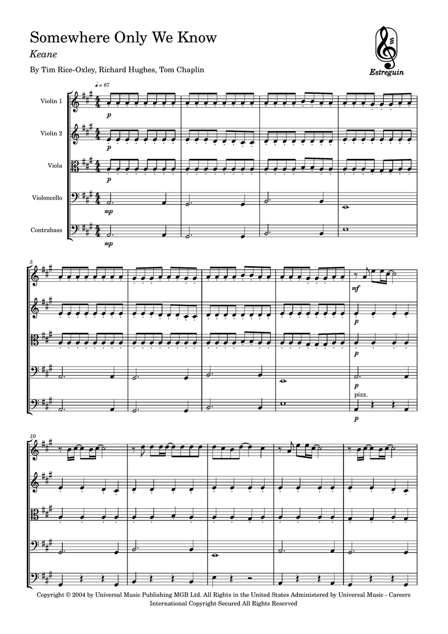 Somewhere Only We Know Somewhere Only We Know String Orchestra scores gallery preview page 1