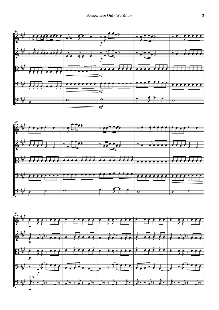 Somewhere Only We Know Somewhere Only We Know String Orchestra scores gallery preview page 3
