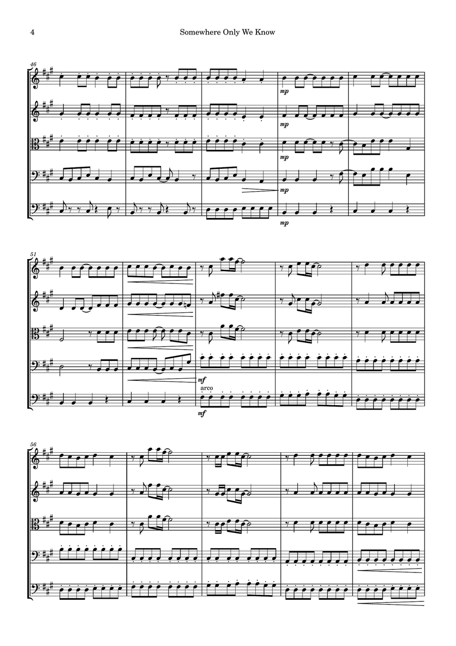 Somewhere Only We Know Somewhere Only We Know String Orchestra scores gallery preview page 4
