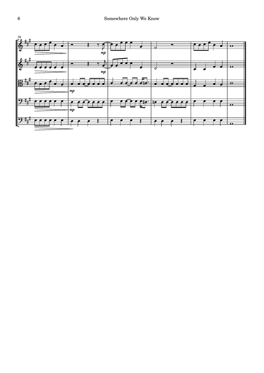 Somewhere Only We Know Somewhere Only We Know String Orchestra scores gallery preview page 6