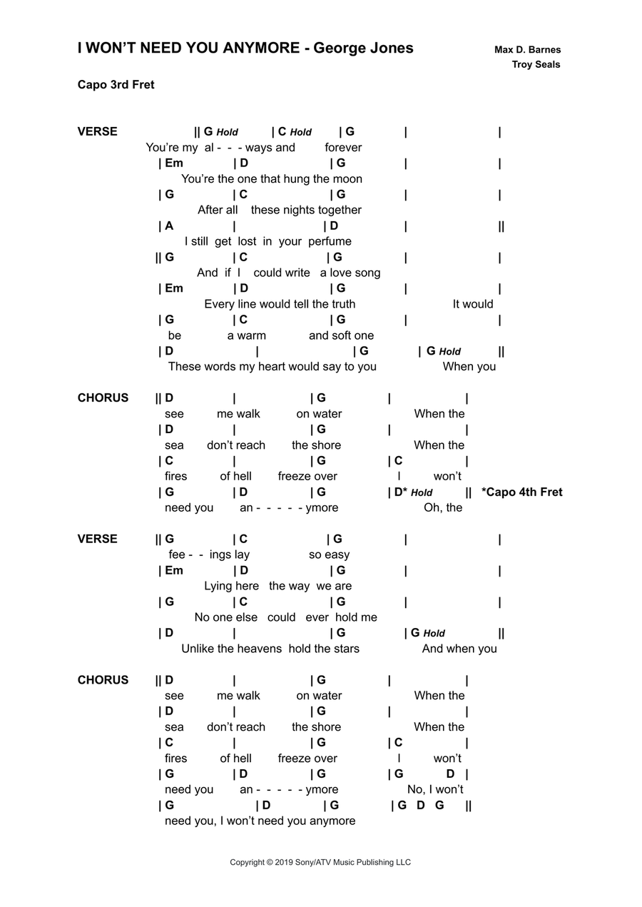 I Won't Need You Anymore Acoustic Guitar scores gallery preview page 1