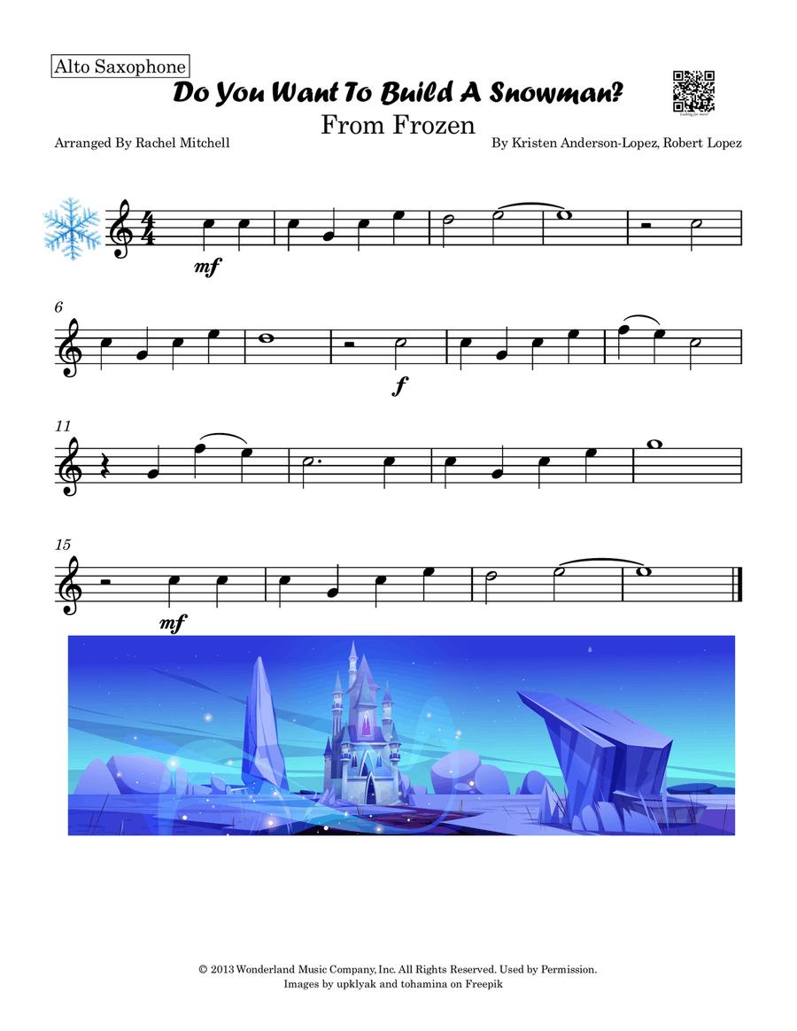 Do You Want To Build A Snowman? Alto Saxophone scores gallery preview page 1