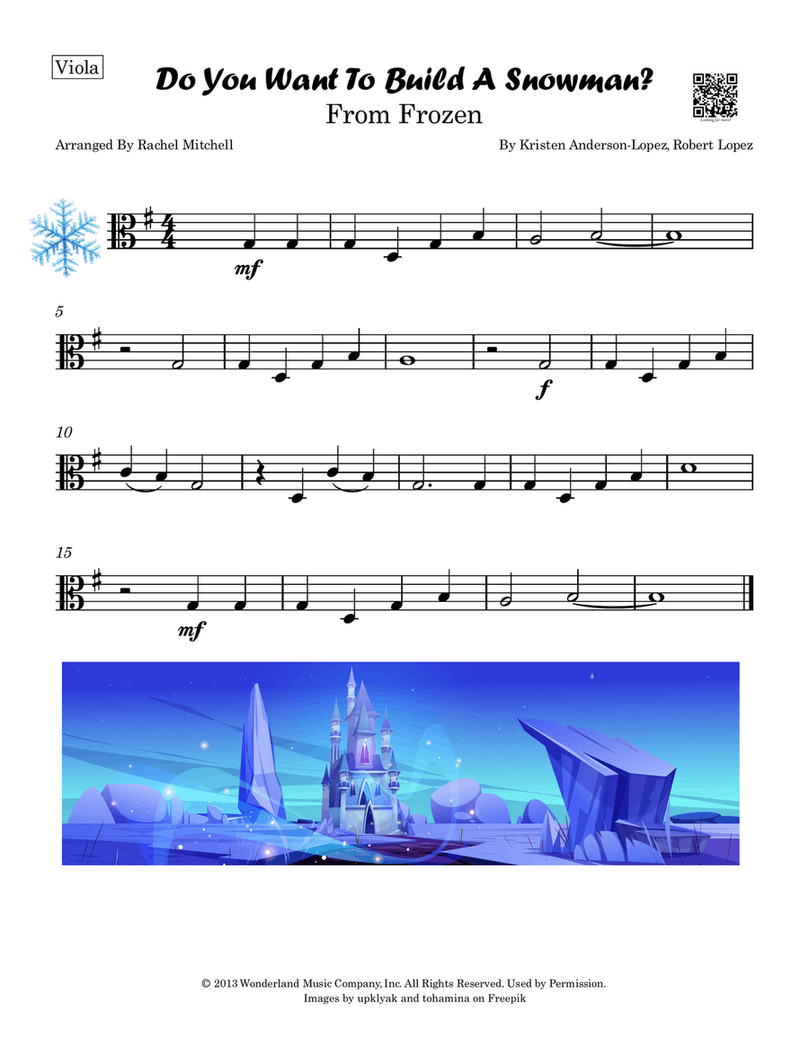 Do You Want To Build A Snowman? Viola Solo scores gallery preview page 1