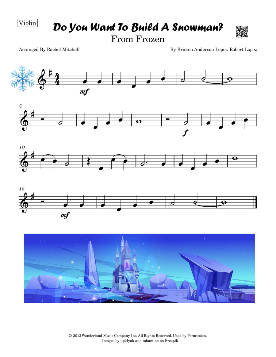 Do You Want To Build A Snowman? Violin Solo scores gallery preview page 1