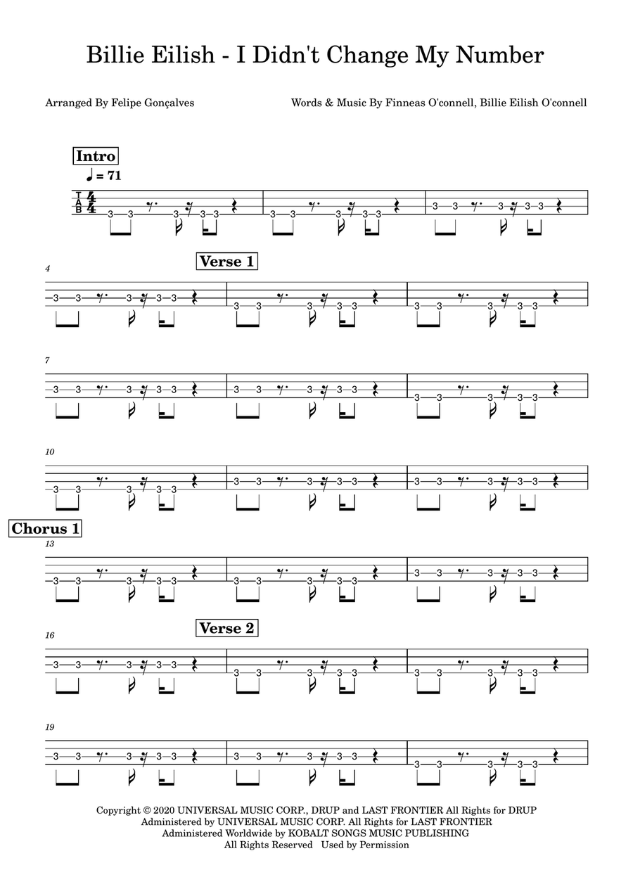 I Didn't Change My Number Acoustic Guitar scores gallery preview page 1