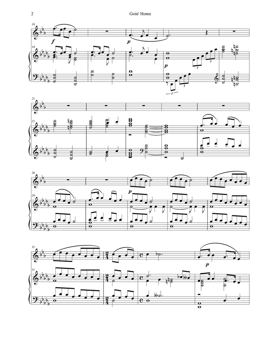 Goin' Home from Symphony No. 9 - Largo B-Flat Trumpet scores gallery preview page 2