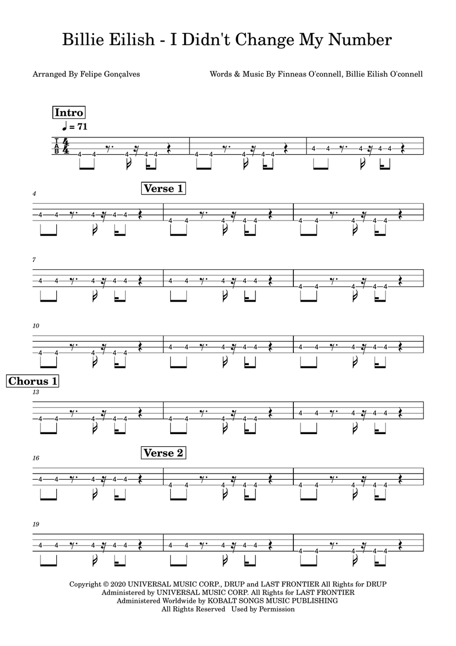 I Didn't Change My Number Acoustic Guitar scores gallery preview page 1