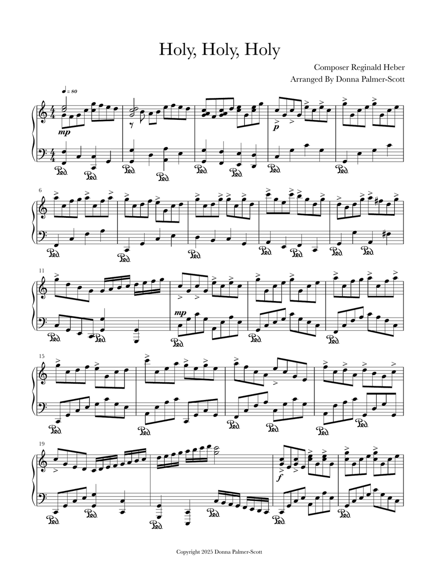 Holy, Holy, Holy Holy, Holy, Holy Piano Solo scores gallery preview page 1