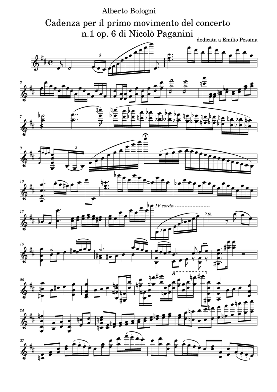 Cadenza for the first movement of Paganini's Violin concerto #1 Violin Solo scores gallery preview page 1