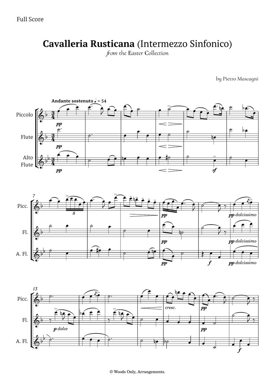 Intermezzo Sinfonico by Pietro Mascagni for Flute Ensemble Woodwind Ensemble scores gallery preview page 1