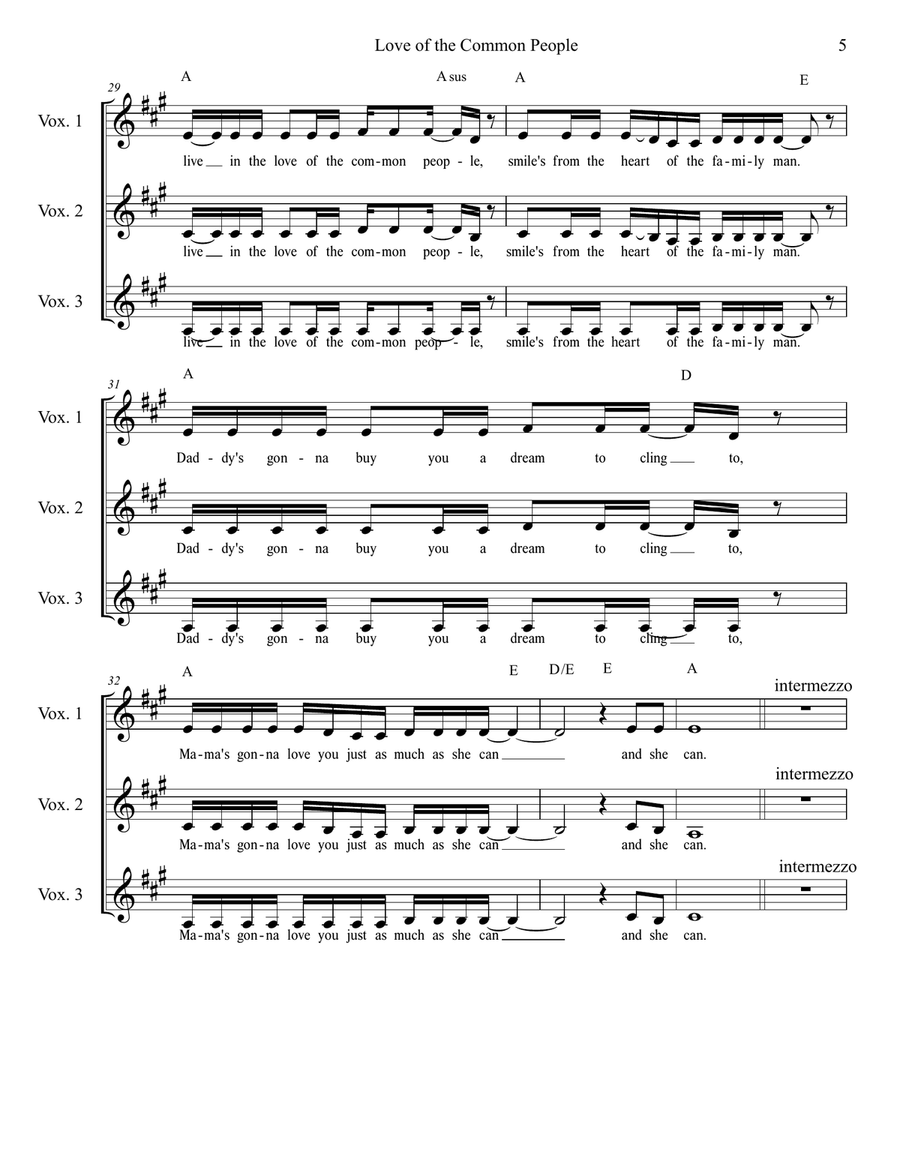 Love Of The Common People 3-Part scores gallery preview page 5