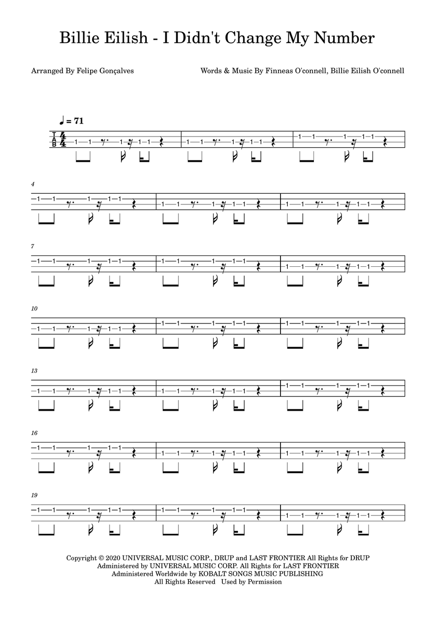 I Didn't Change My Number Acoustic Guitar scores gallery preview page 1