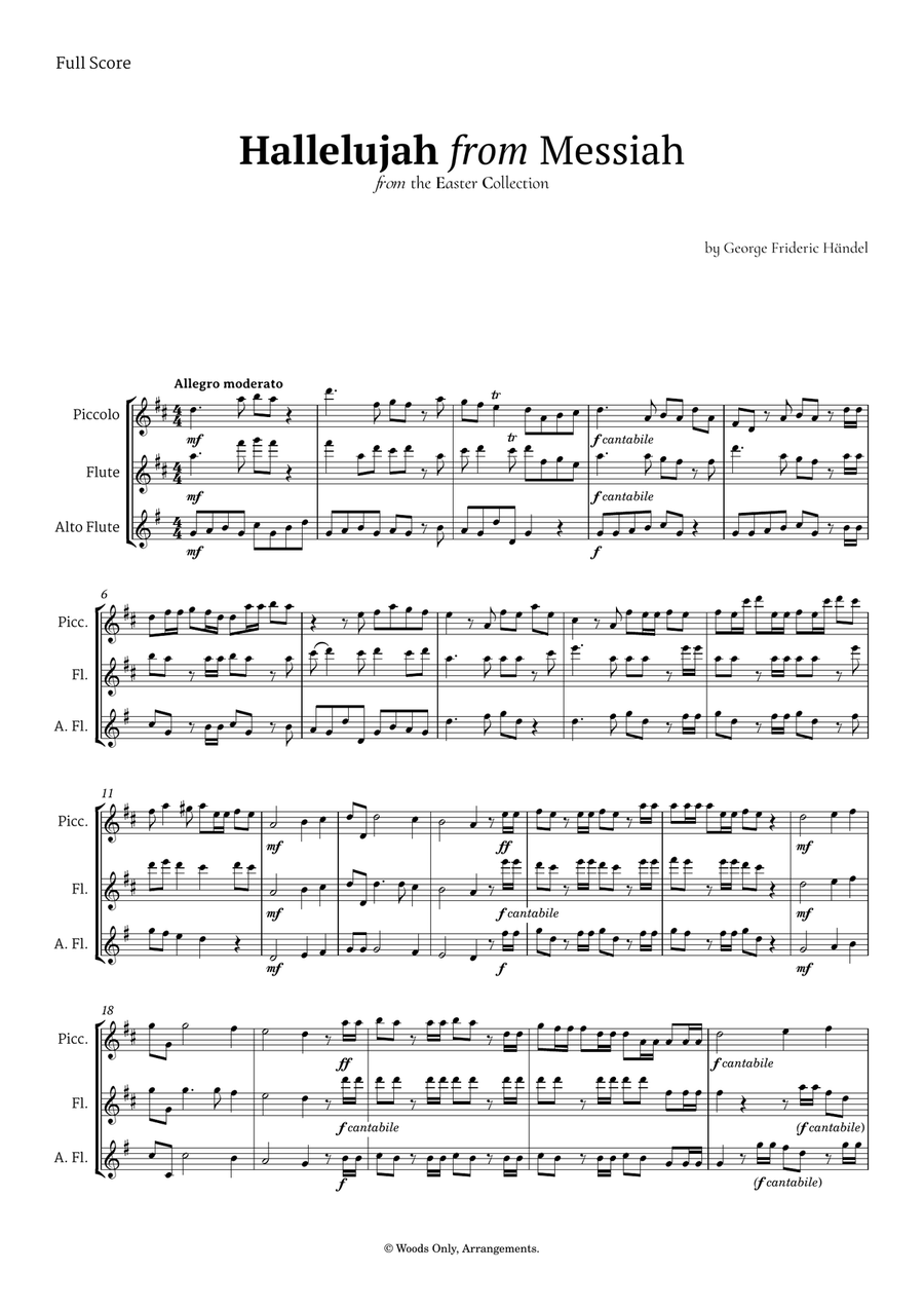 Hallelujah by Friedrich Händel for Flute Ensemble Woodwind Ensemble scores gallery preview page 1
