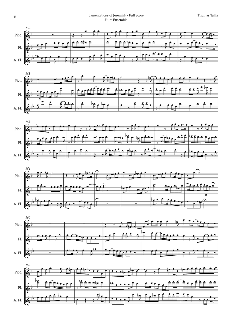 Lamentations of Jeremiah by Thomas Tallis for Flute Ensemble Woodwind Ensemble scores gallery preview page 6