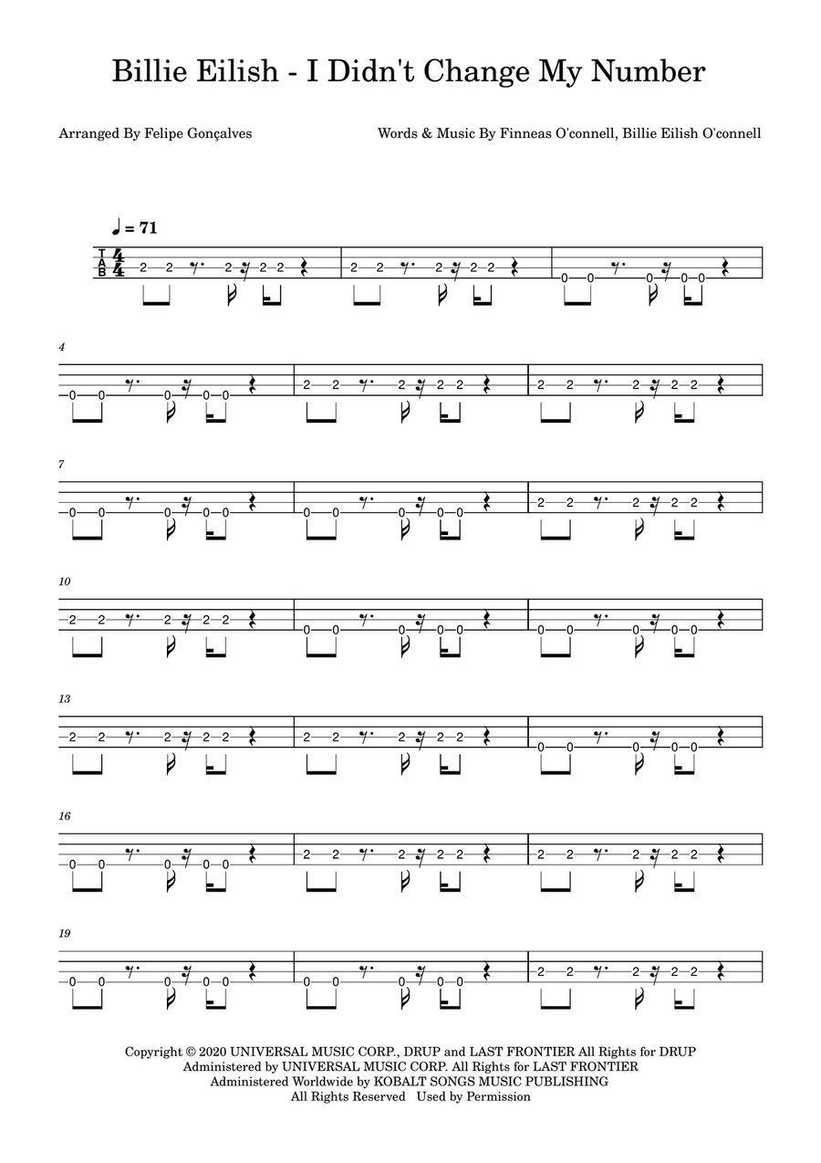 I Didn't Change My Number Acoustic Guitar scores gallery preview page 1