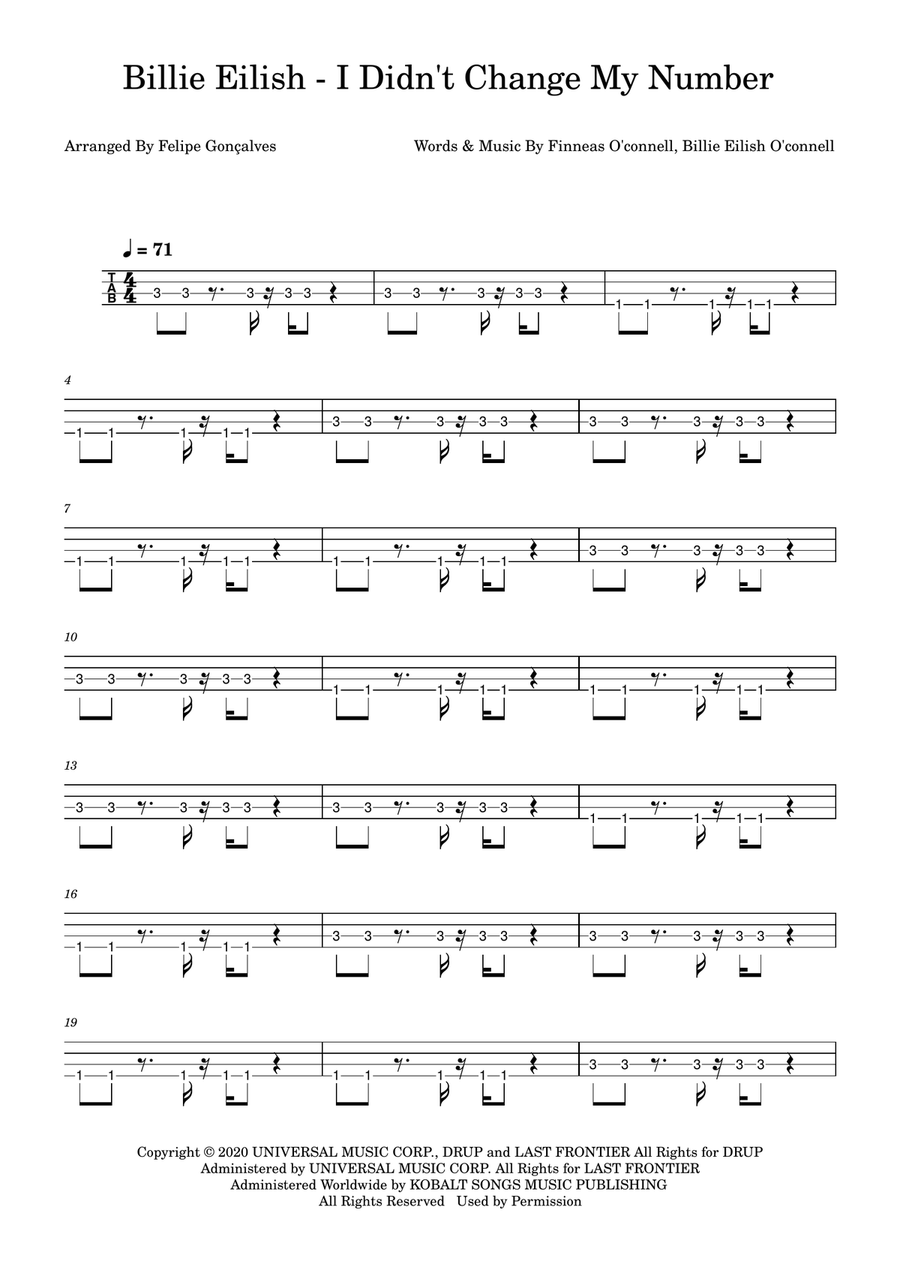 I Didn't Change My Number Acoustic Guitar scores gallery preview page 1