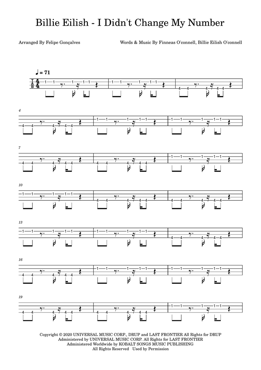I Didn't Change My Number Acoustic Guitar scores gallery preview page 1