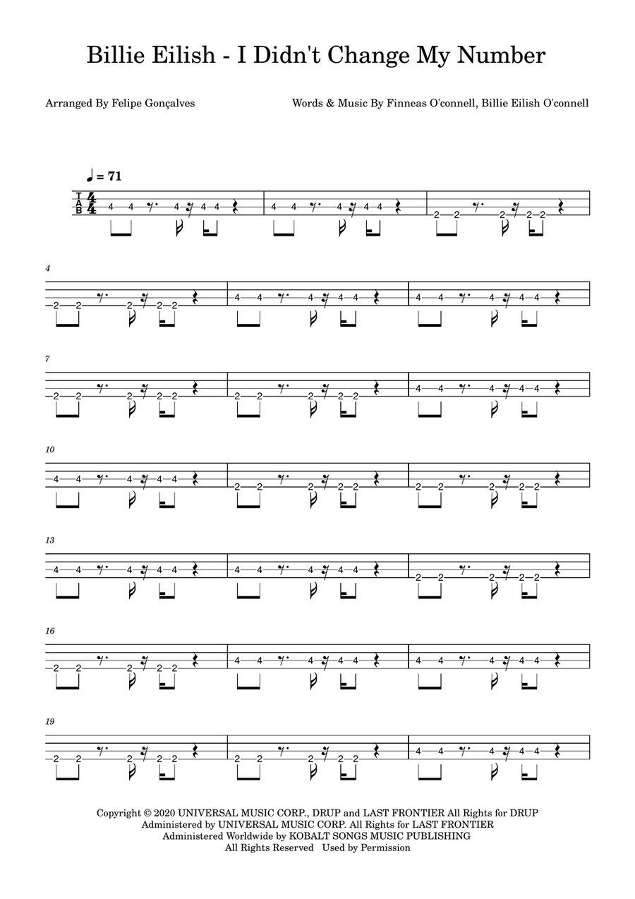 I Didn't Change My Number Acoustic Guitar scores gallery preview page 1