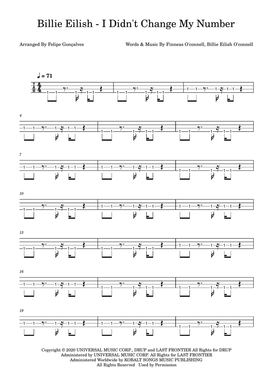 I Didn't Change My Number Acoustic Guitar scores gallery preview page 1