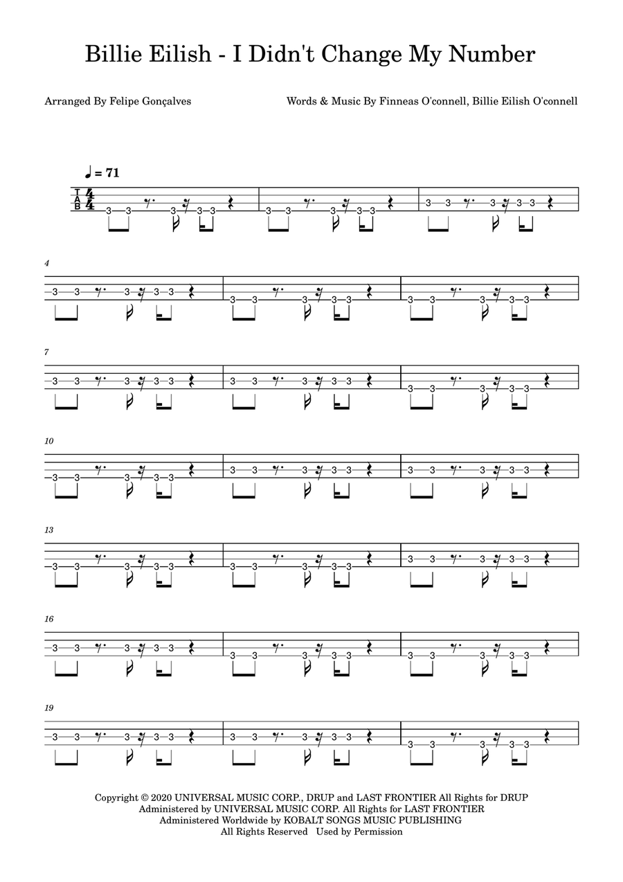 I Didn't Change My Number Acoustic Guitar scores gallery preview page 1