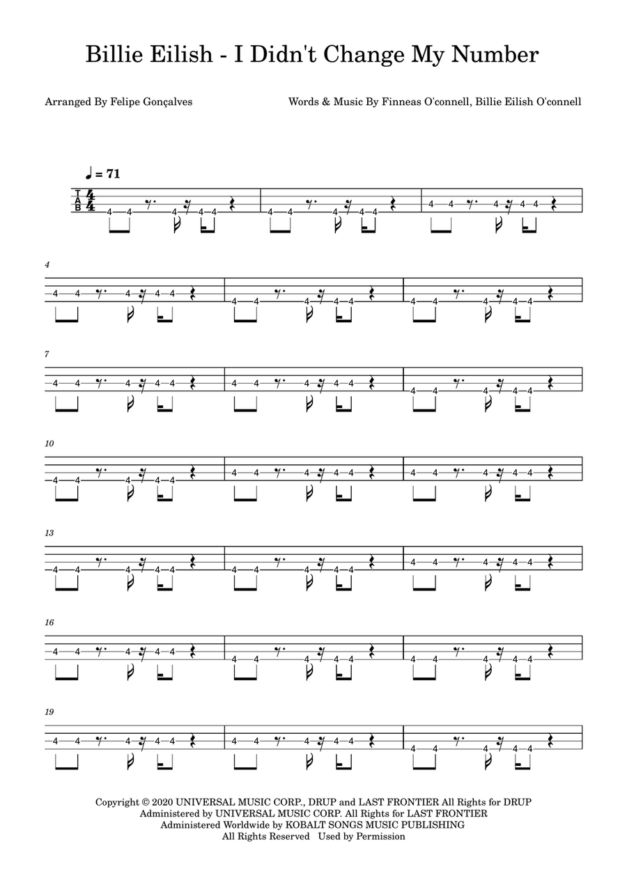 I Didn't Change My Number Acoustic Guitar scores gallery preview page 1
