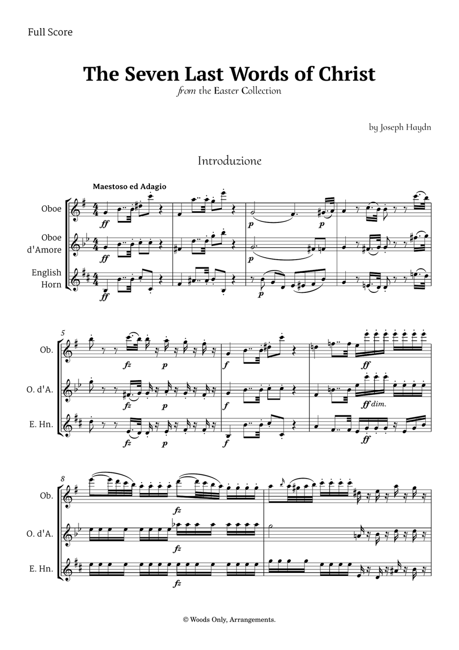 The Seven Last Words of Christ by Haydn for Oboe Ensemble Woodwind Trio scores gallery preview page 1