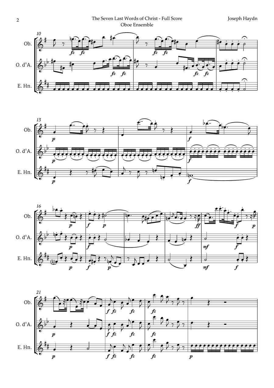 The Seven Last Words of Christ by Haydn for Oboe Ensemble Woodwind Trio scores gallery preview page 2