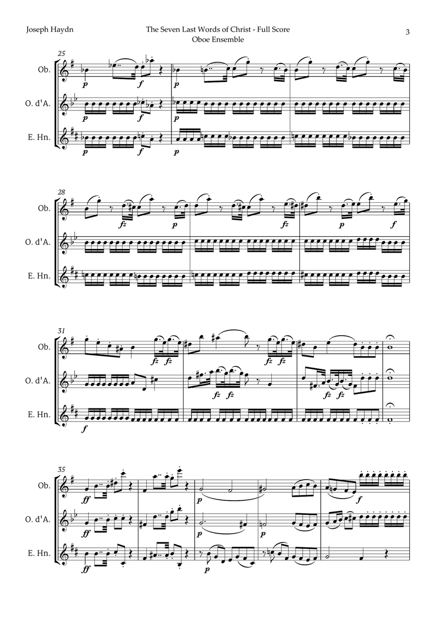 The Seven Last Words of Christ by Haydn for Oboe Ensemble Woodwind Trio scores gallery preview page 3