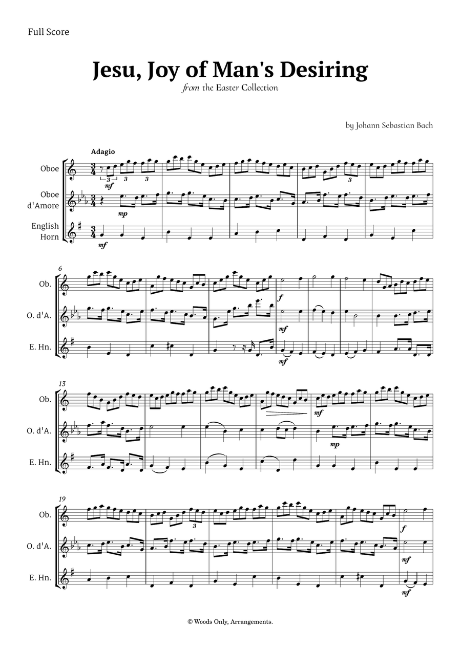 Jesu, Joy of Man's Desiring by Bach for Oboe Ensemble Woodwind Trio scores gallery preview page 1