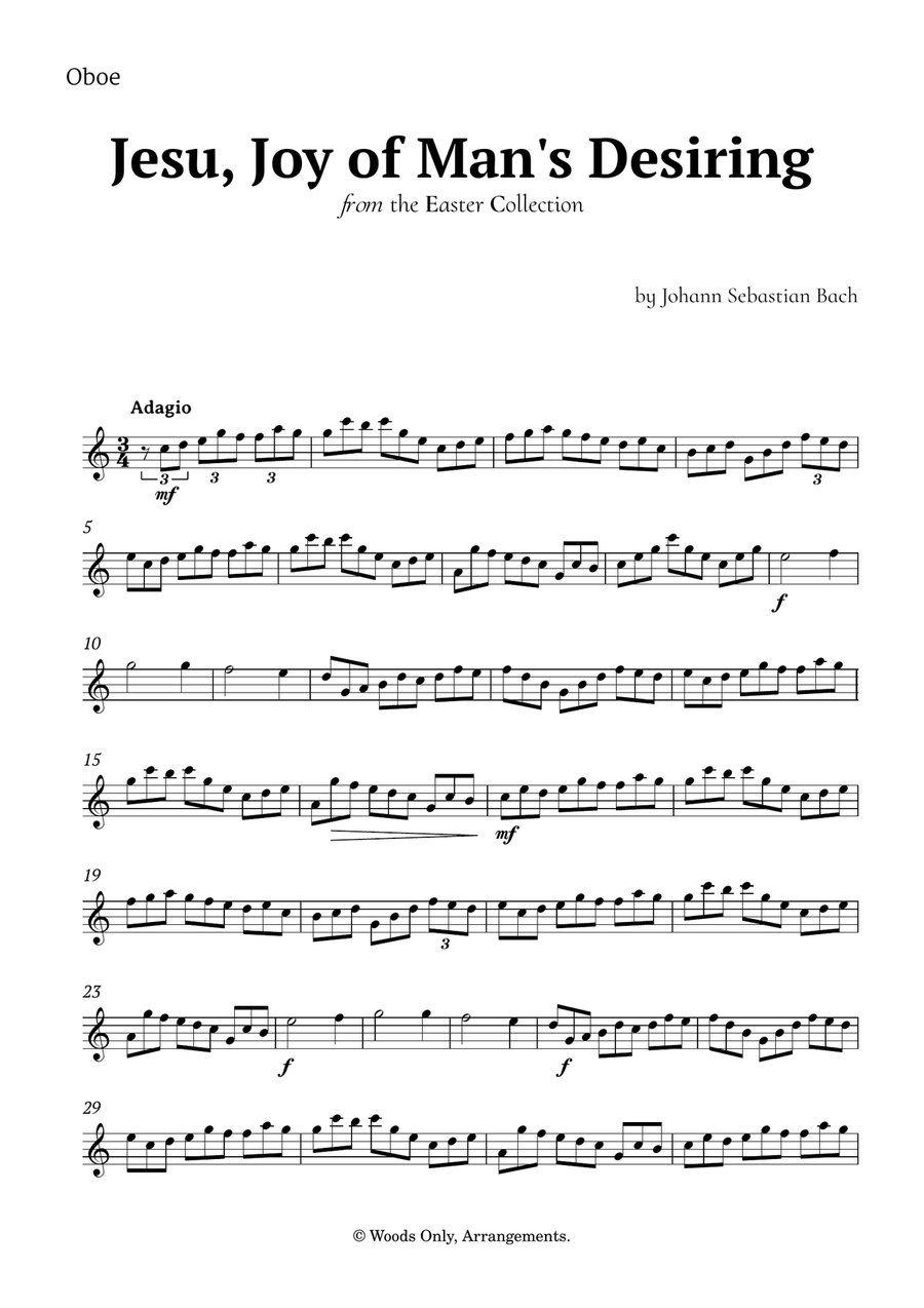 Jesu, Joy of Man's Desiring by Bach for Oboe Ensemble Woodwind Trio scores gallery preview page 4