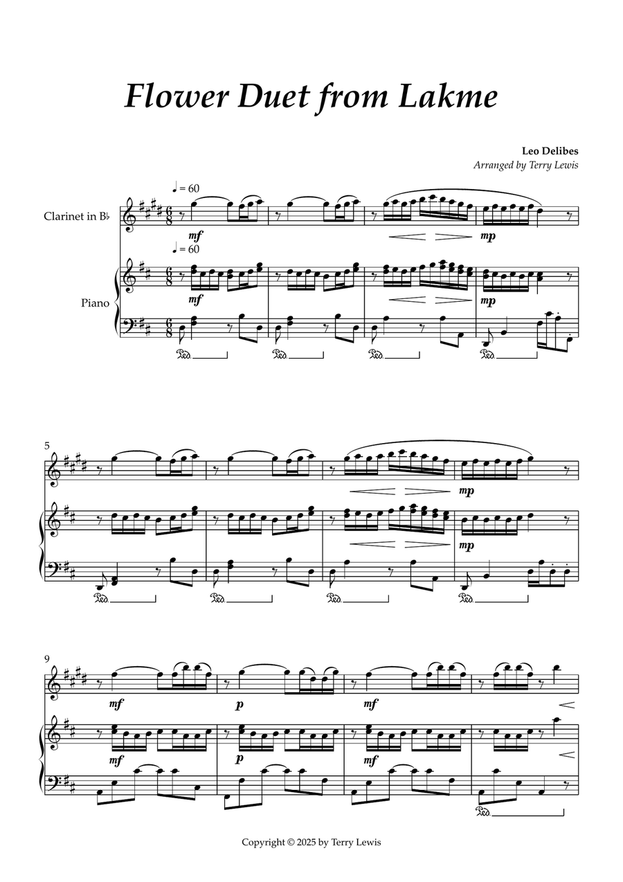 Flower Duet from Lakme Flower Duet from Lakme B-Flat Clarinet scores gallery preview page 2