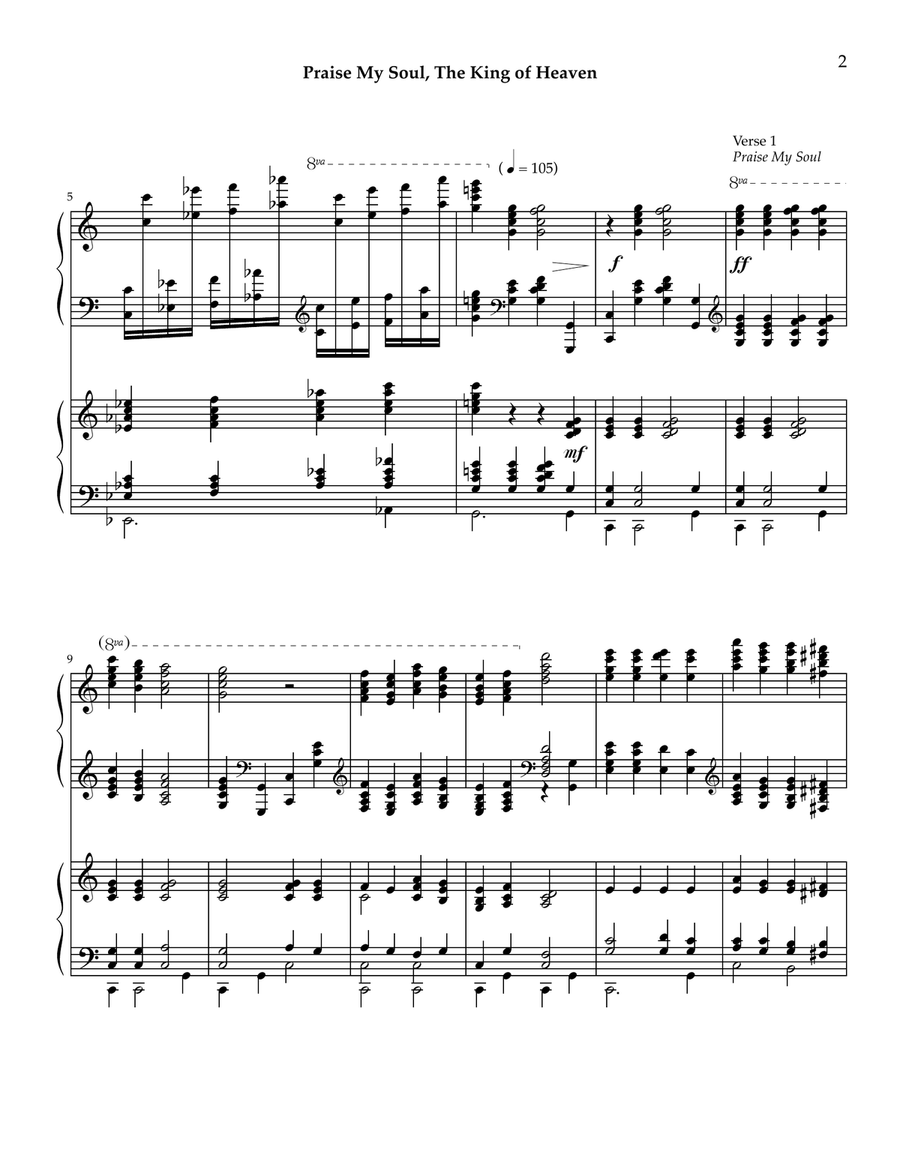 Praise My Soul the King Heaven with Trumpet Tune by Purcell Trumpet scores gallery preview page 2