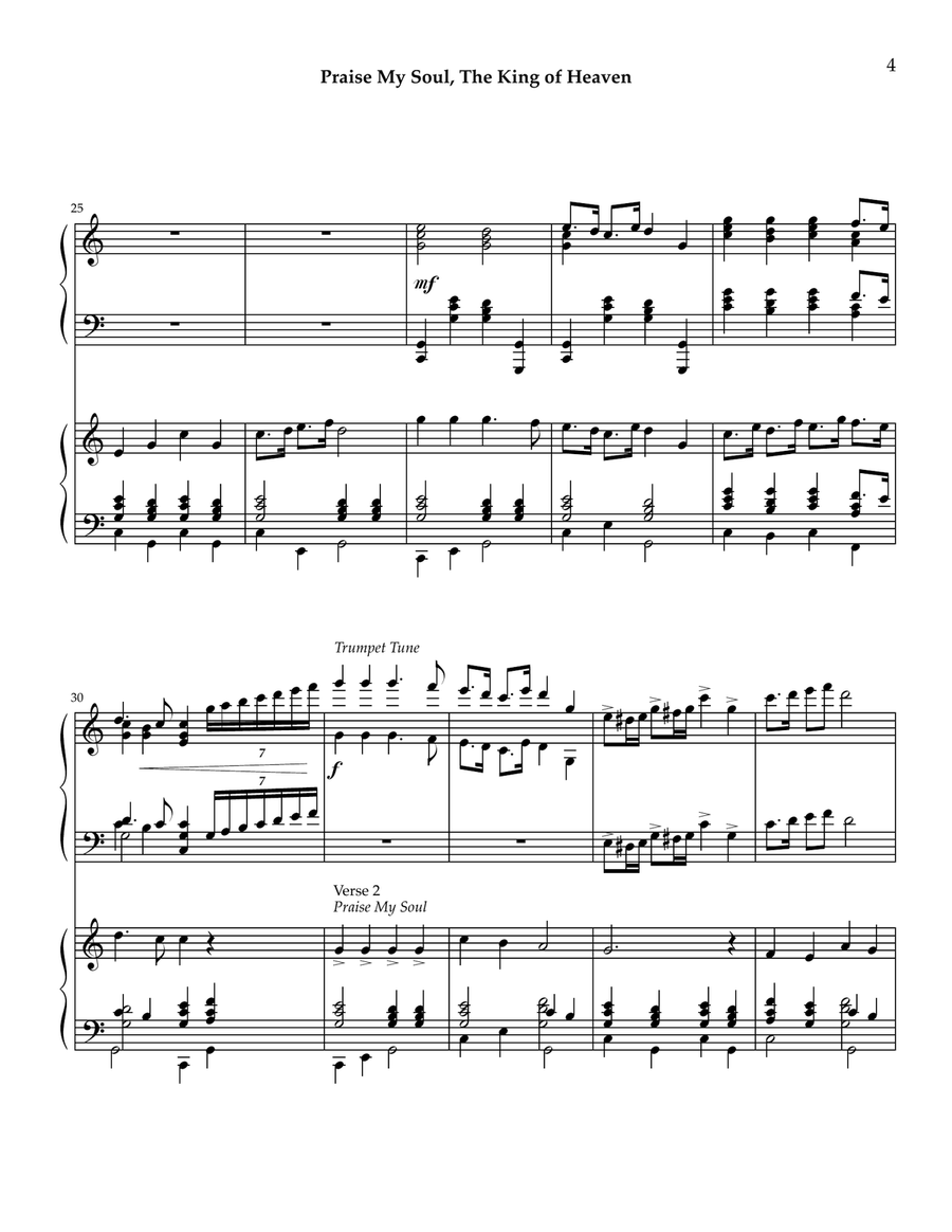 Praise My Soul the King Heaven with Trumpet Tune by Purcell Trumpet scores gallery preview page 4