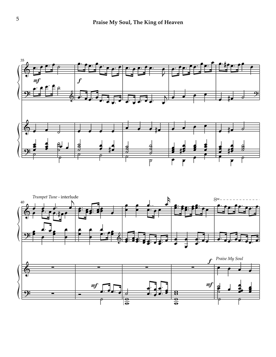 Praise My Soul the King Heaven with Trumpet Tune by Purcell Trumpet scores gallery preview page 5