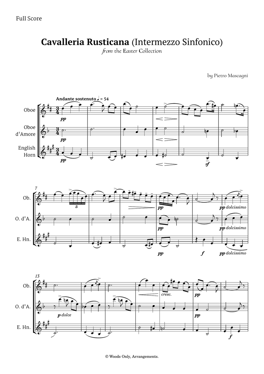 Intermezzo Sinfonico by Pietro Mascagni for Oboe Ensemble Woodwind Trio scores gallery preview page 1