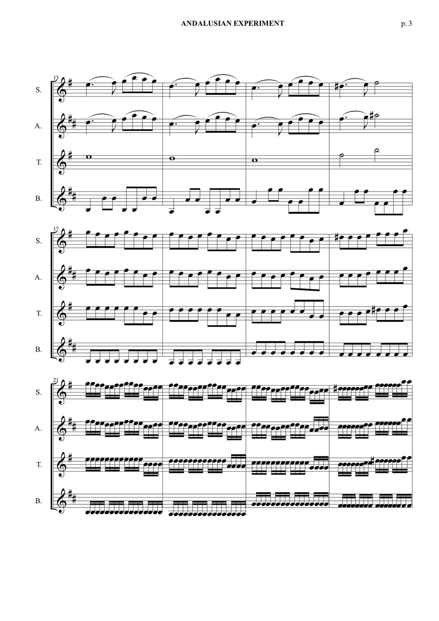Andalusian Experiment - Saxophone Quartet (Score & parts) Saxophone Quartet scores gallery preview page 4