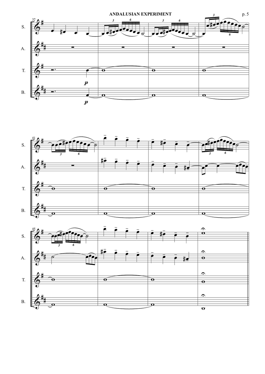 Andalusian Experiment - Saxophone Quartet (Score & parts) Saxophone Quartet scores gallery preview page 6